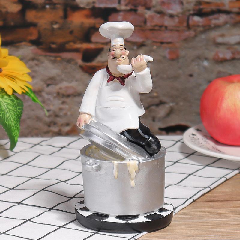 Chef Sculpture Series Exquisite Resin Crafts Home Decoration Art Sculptures for Kitchen, Dining Table,  and Hallway Decor
