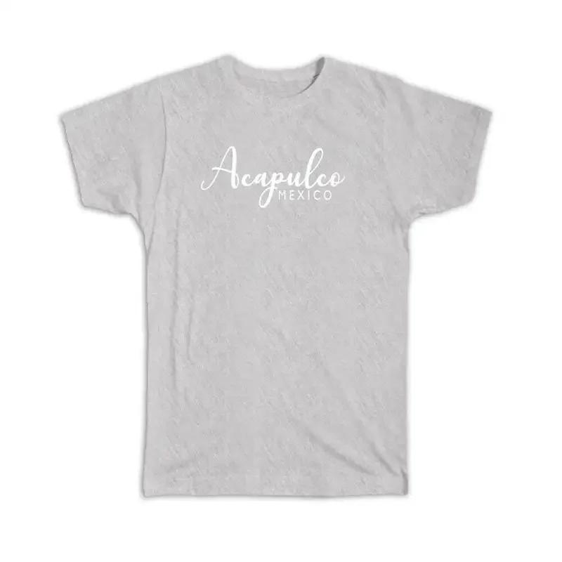 Acapulco Cursive Typography Mexico Tropical Beach Travel Souvenir T Shirt Vintage Clothes