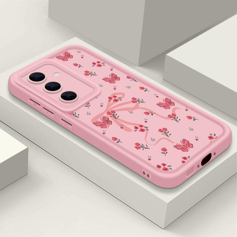 Für Samsung S25 Ultra S24 FE S23 S22 A56 A36 A55 A16 A15 A35 Handyhülle Schleife Blumendruck TPU Matt Stoßfest Weich Silikon Linsenschutzhülle
