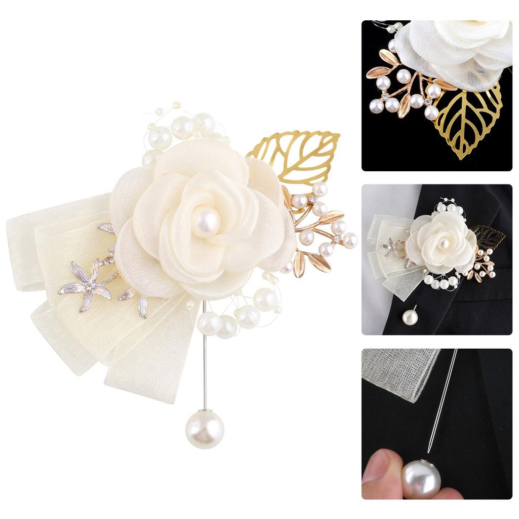 Artifical Rose Flowers Pearl Beaded Wrist Flower Ivory Flowers Bridesmaid Mensuit Marriage Wedding Accessoriesweddingaccessories