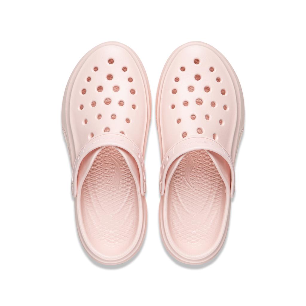 Li Ning Soda Simple Versatile Comfortable Breathable Shock Absorption Rebound Soft Lightweight Hole Shoes Unisex Shoes Peach-Blossom-Pink AGUW005-25
