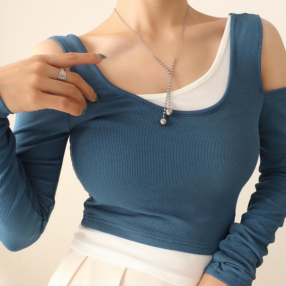 New Bundle Round Bead Titanium Steel Necklace, Fashion Niche Design Collarbone Chain