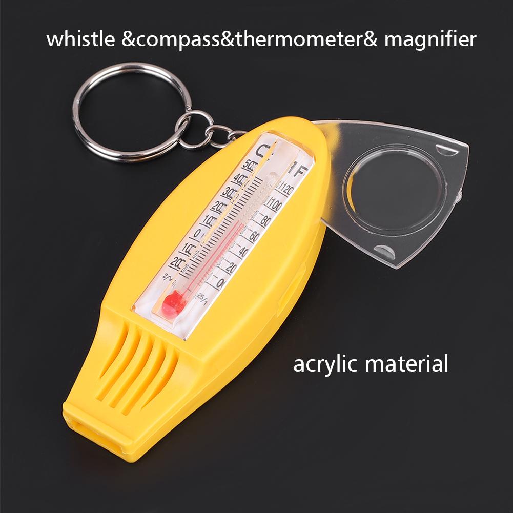 4 In 1 Multifunctional Emergency Survival Whistle   Thermometer Magnifier