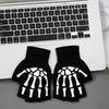 1 paar Nieuwe Kinderen Halloween Skelet Schedel Halfvinger Lichtgevende Punk Handschoenen Winter Schedel Vingerloze Zwarte Wanten