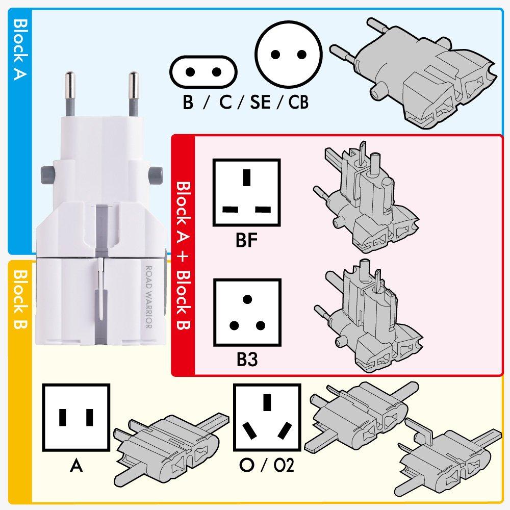 Overseas power conversion adapter Compatible with 9 types of outlets around the world Gocon W2 (SD103WH (Gocon USB) Color White)