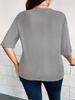 Plus Size Women's Mid-Sleeve Cardigan Jacket - Lightweight, Solid Color, 2026 New Arrival