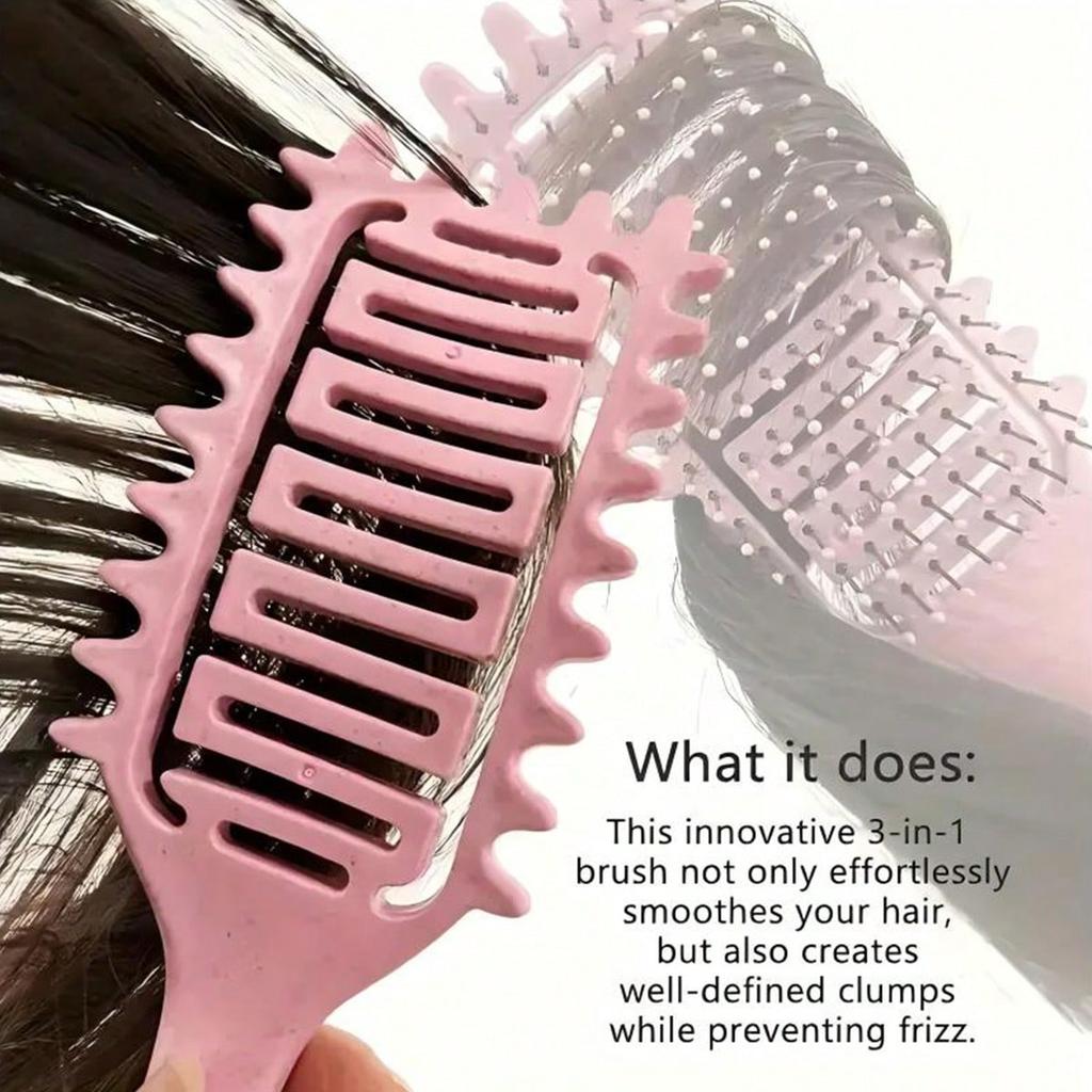 Portable Curly Hair Styling Brush, Detangling & Volumizing Comb for All Hair Types