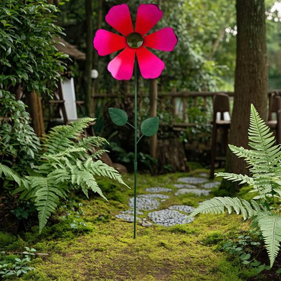 Windspiel für den Außenbereich Bunte Metallblumen-Windmühle Dekorative Blumen-Windräder Gartenstab für Hof Terrasse Rasen Gartendekoration