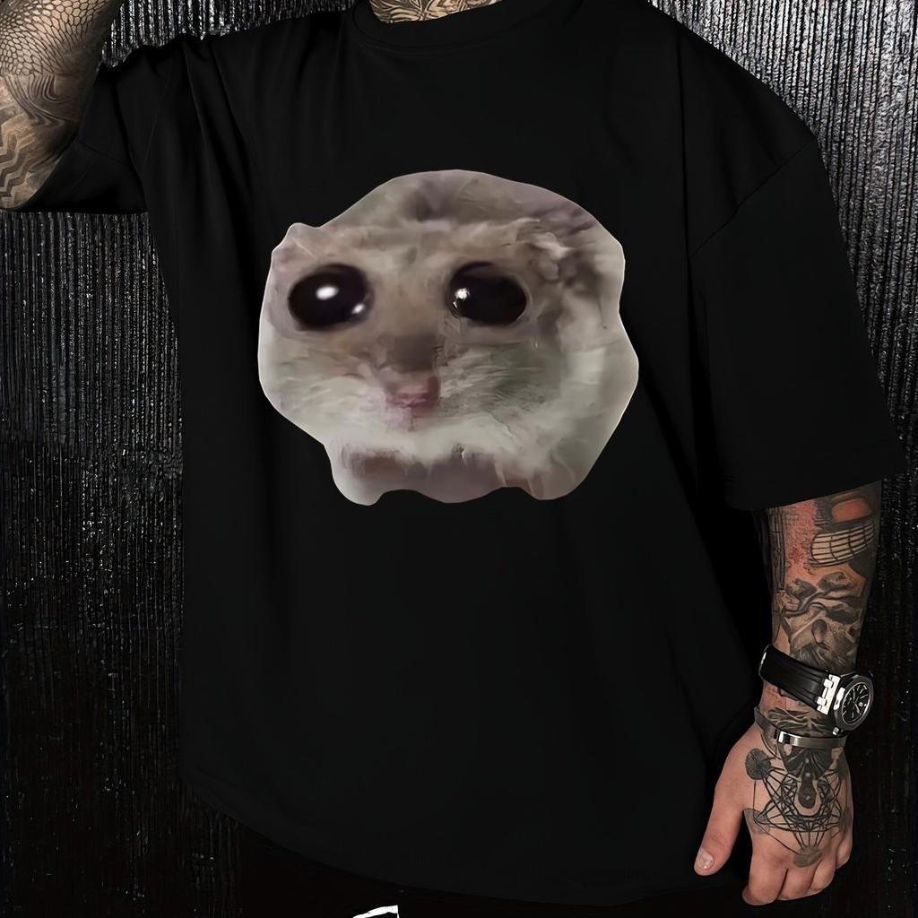 Crying Hamster Meme Graphic Tshirt Funny Internet Meme Unisex Oversized Cotton Tee