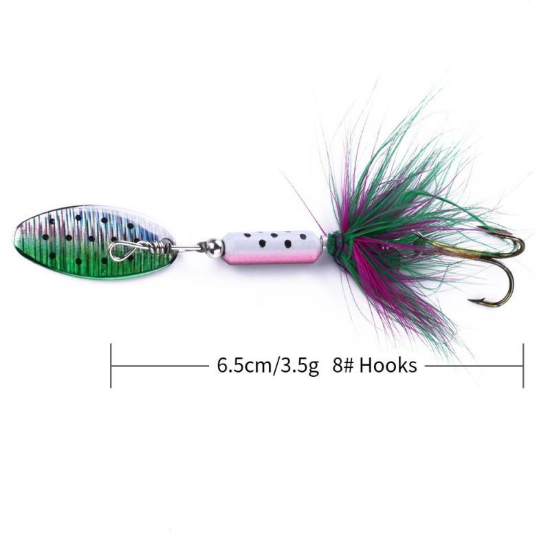 Metal Spinner Fishing Lure With Feather Sequins 3.5g Bass Pike Trout Freshwater Saltwater