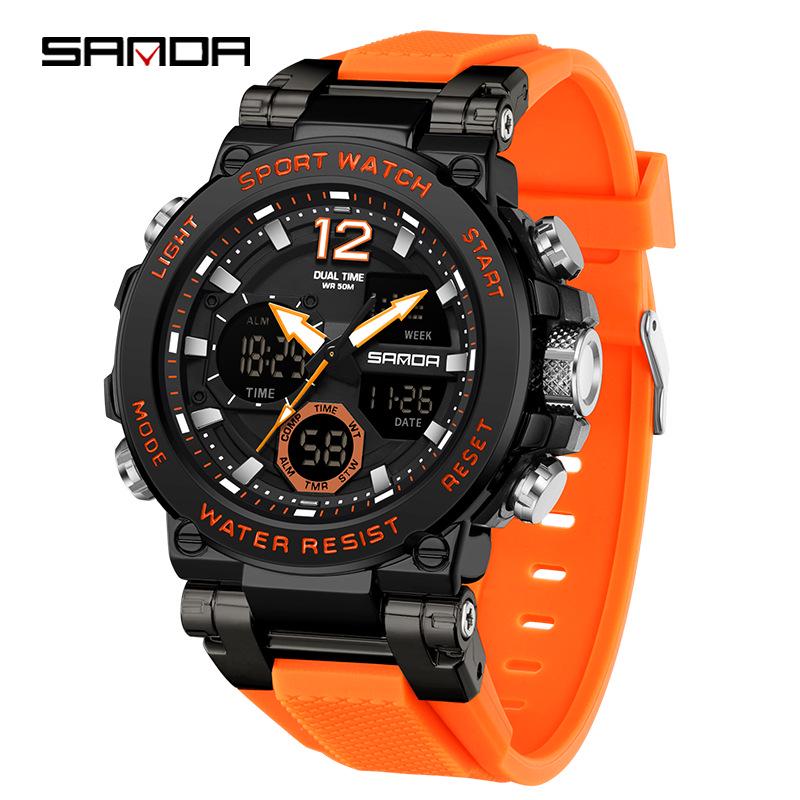 SANDA Men's Waterproof Sporty Digital Watch - Trendy, Cool, and Multifunctional for Teenagers and Students
