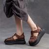Fashion GKTINOO Woman Sandals Summer Wedge Sandals Casual Cutout Genuine Leather Women Shoes Female Ladies Platform Retro Sandalias