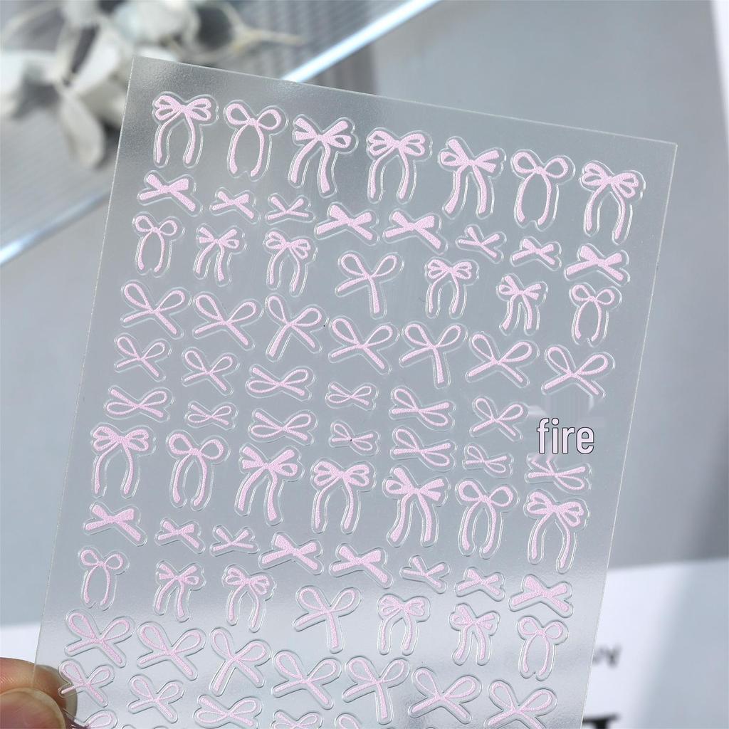 Versatile Ribbon Bow Nail Stickers - Thin, Tough, Flat Back Adhesive for DIY Nail Art Ornaments