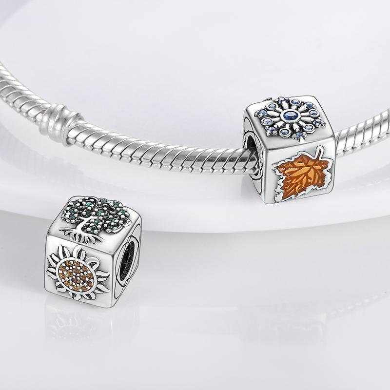 Fashion Copper Dangle Charm Beads Winter Snow Original Accessories Bracelets Diy For Pendant Necklace Making Women