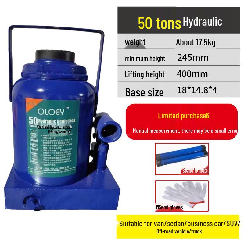 Hand-Operated Car Hydraulic Jack: 5-50 Ton Capacity for Tire Repair