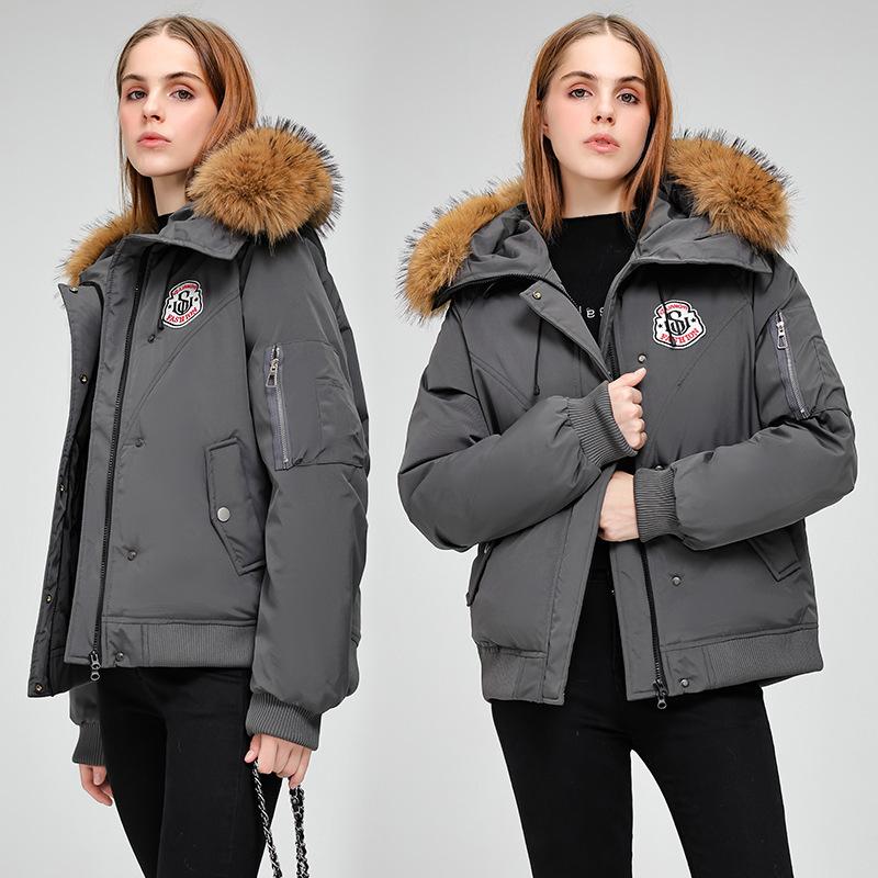 New winter jacket down cotton-padded clothing fashion spot thickened cotton-padded clothing large fur collar cotton-padded jacket outdoor snow clot