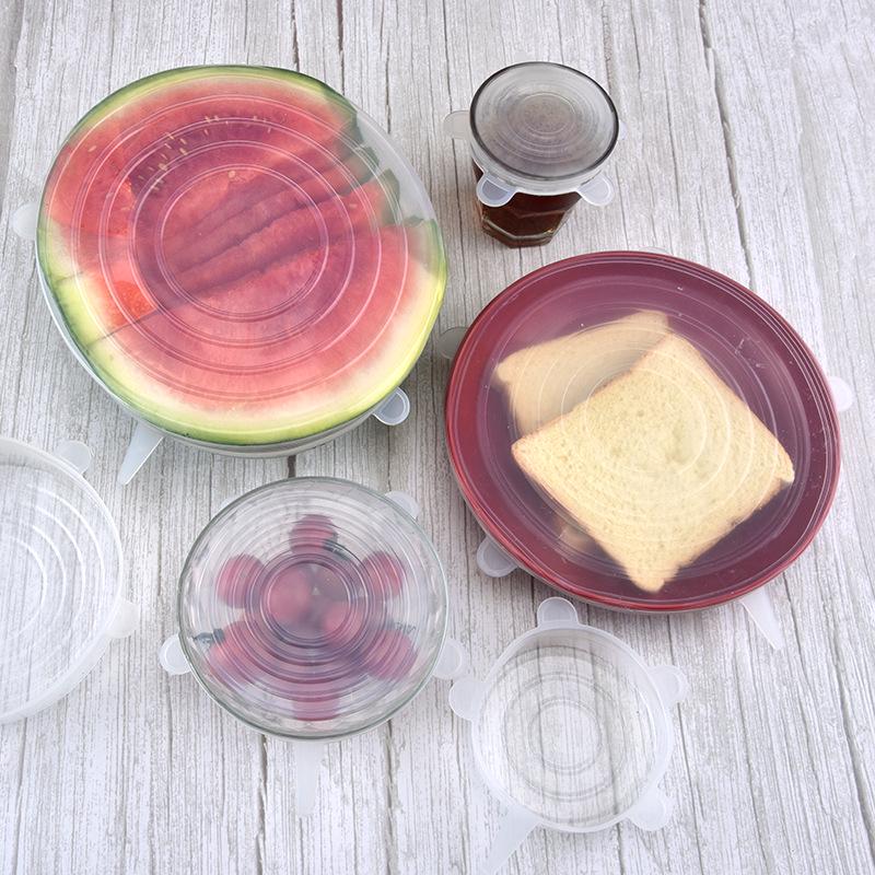 Silicone Stretchable Fresh-Keeping Lid Set (6-Piece) - Versatile Sealed Bowl Covers