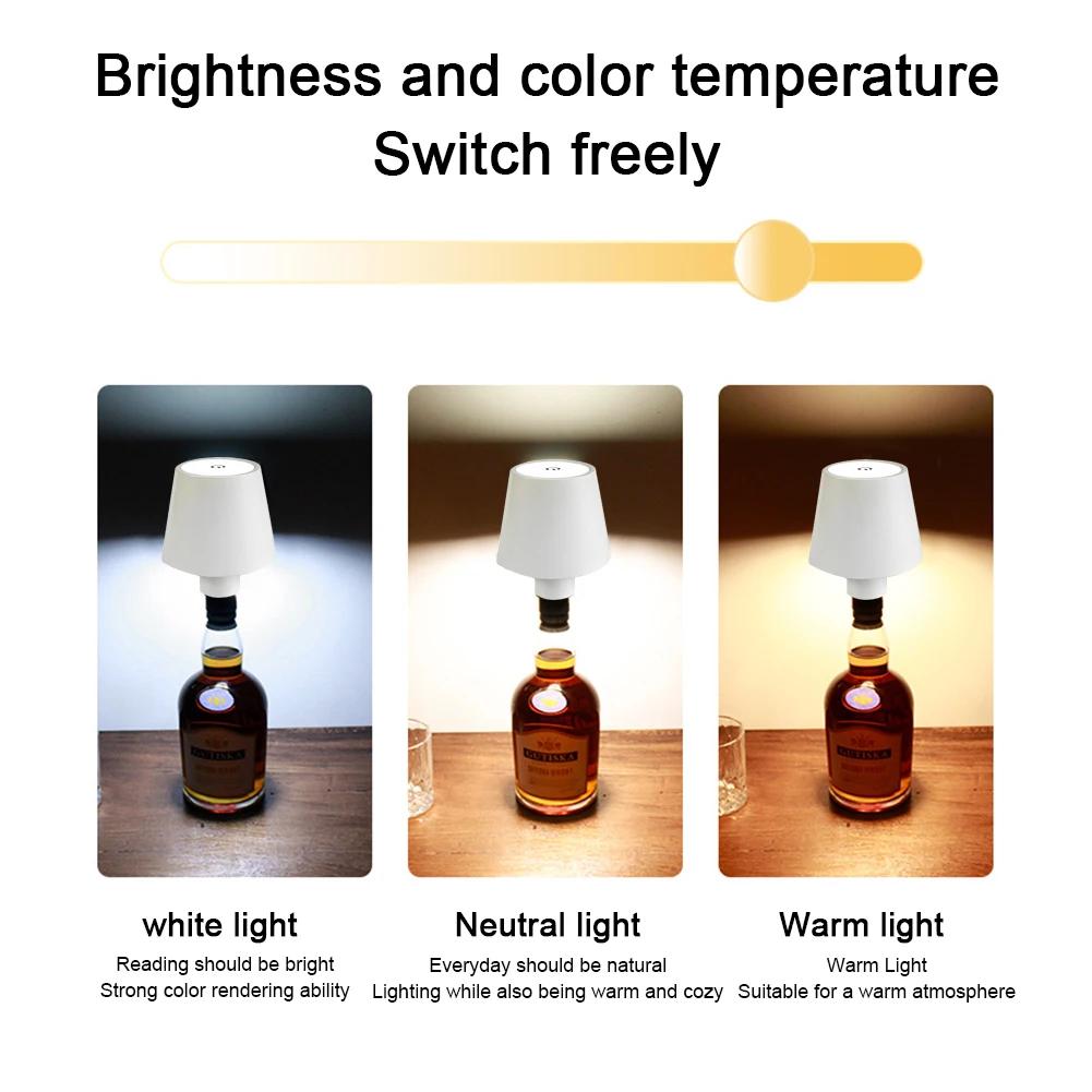 LED Table Lamp USB Rechargeable 5200mAh Dimmable LED Bottle Lamp IP64 Waterproof Portable Table Light for Outdoor Dining Bedroom