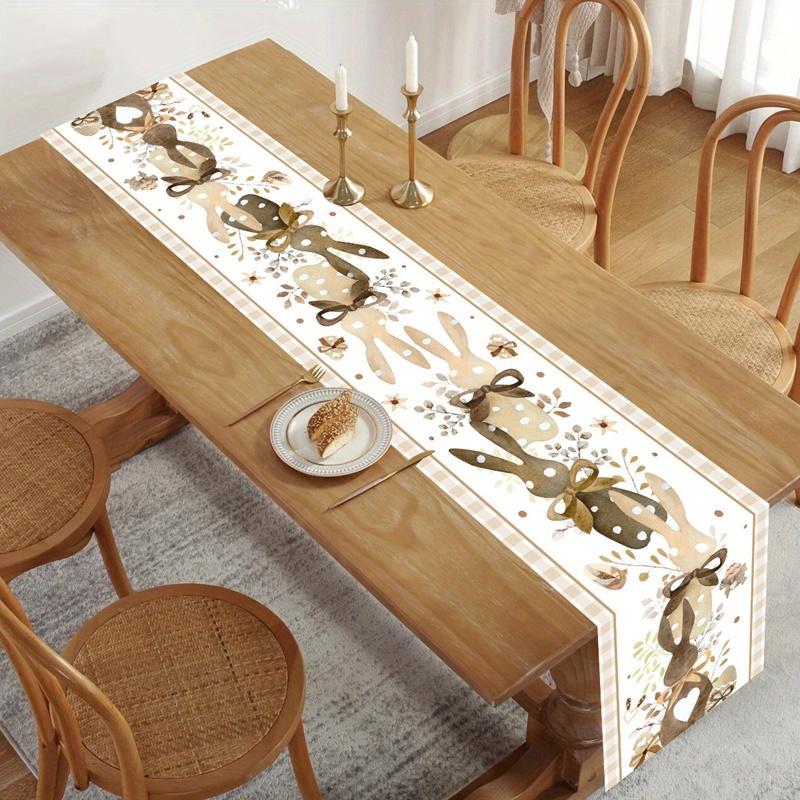 Easter Bunny Table Runner Rabbit Eggs Flower Table Cover Spring Holiday Easter Decorations For Home Kitchen Dining Table Decor