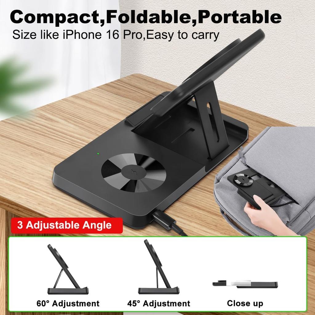 Magnetic 3 in 1 Wireless Charging Station for Magsafe iPhone 12-17 Series, Charging Station for Multiple Devices, Mag-Safe Wireless Charger Stand for