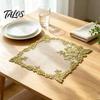 Heat Resistant Coasters Square Lace Placemat for Dining Table, Embroidered Mesh Table Embroidery Placemats Mat, Retro Floral Decorative Coaster