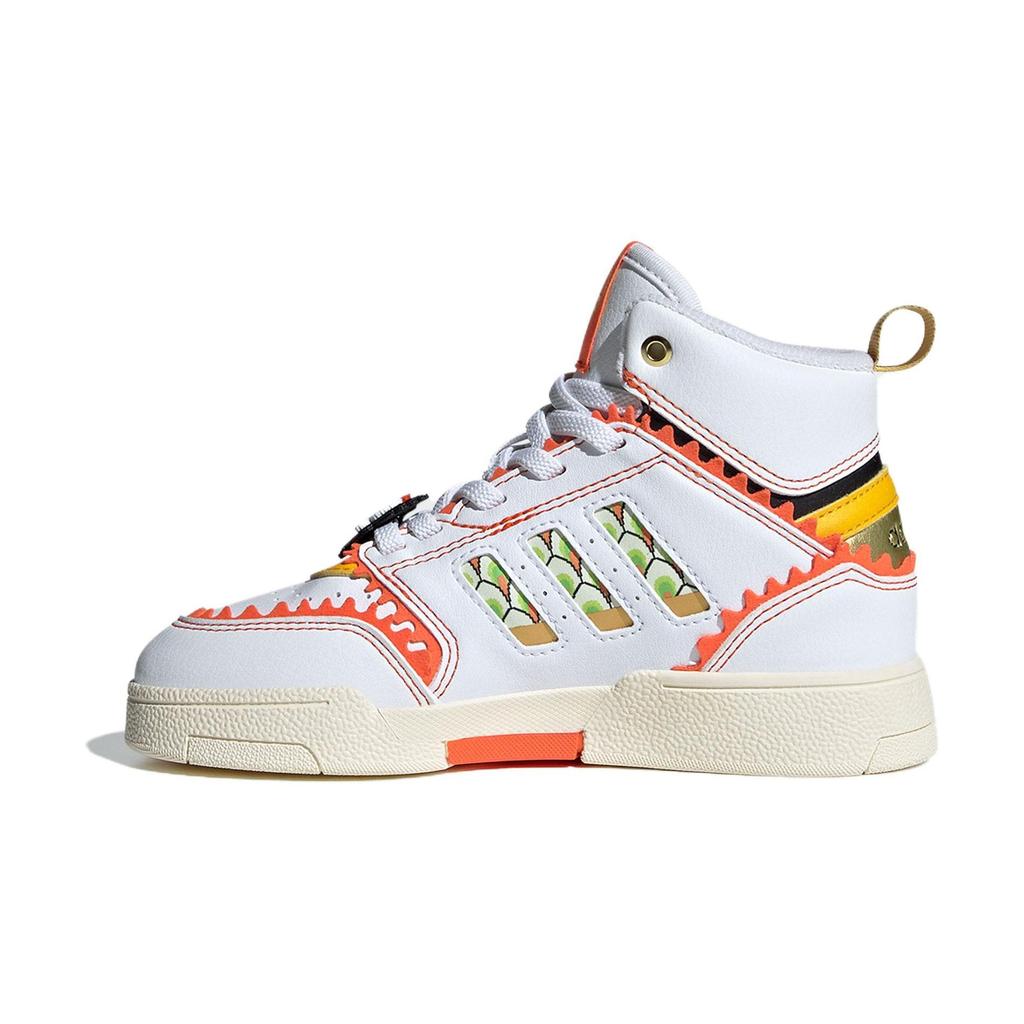 Adidas Originals Drop Step Comfortable Durable High-Top Kids Skate Shoes Kids Skate Shoes White Orange IF9367