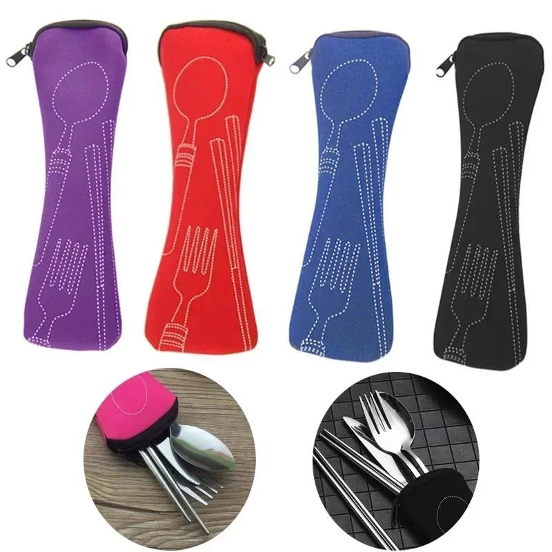 7/3Pcs Stainless Steel Western Food Steak Knife Fork Spoon Creative Cloth Bag Portable Outdoor Camping Tableware Set of Pieces