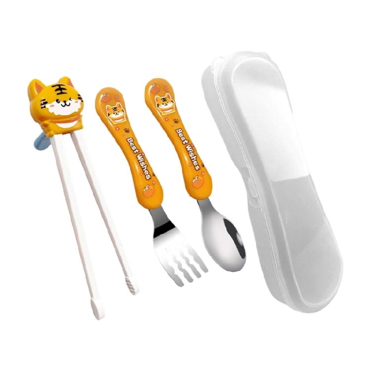 

Cute Animal Themed Childrens Learning Chopsticks Along With Spoon Fork Protective Case Great Gift For Kids