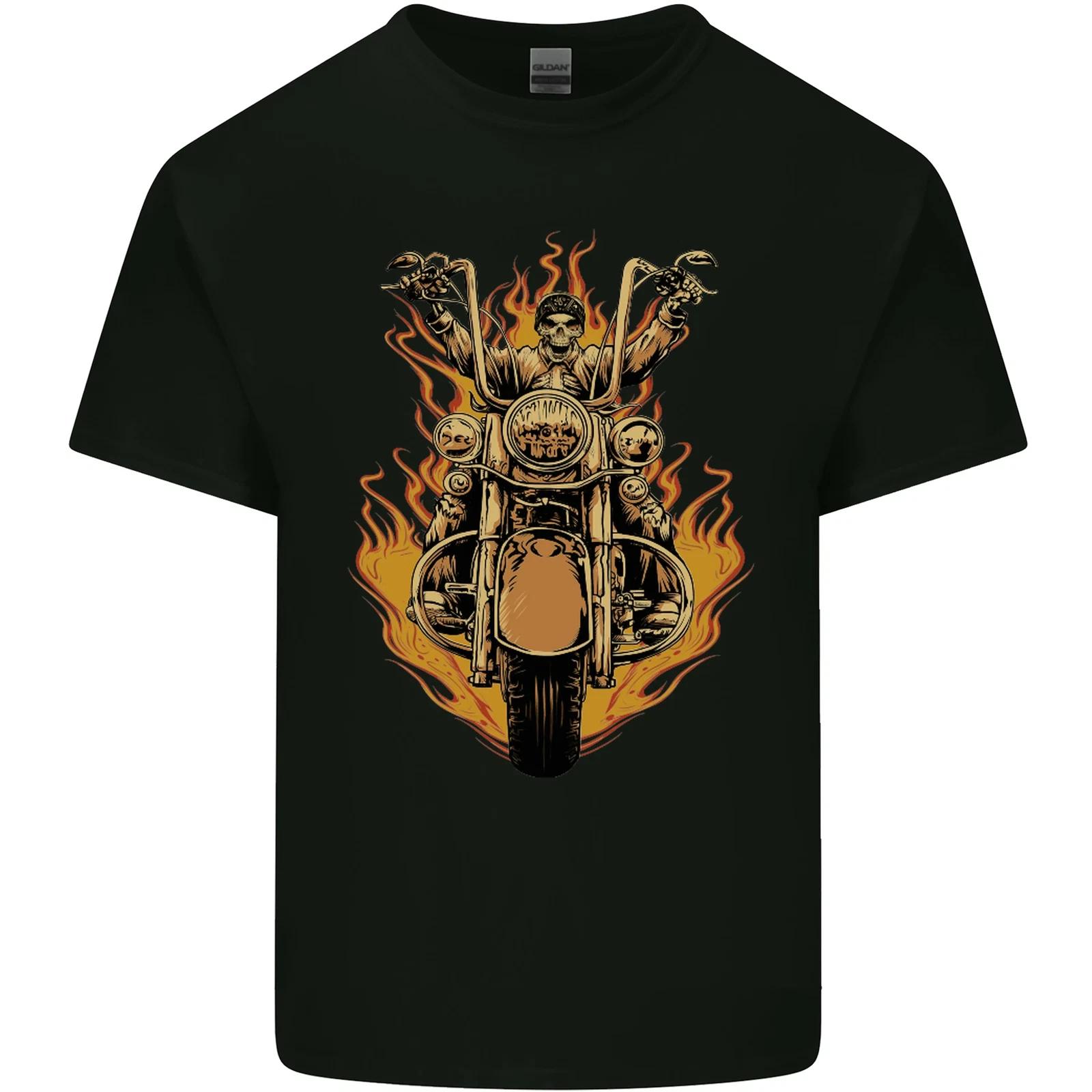 Skeleton Motorcycle Rider Kids T-Shirt Childrens 4XL