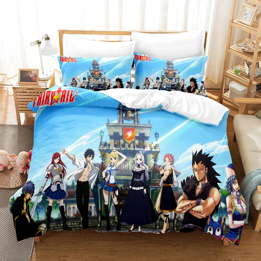 Fashion 3D Printing Anime Fairy Tail Bedding Set Boys Girls Twin Queen Size Duvet Cover Pillowcase Bed Kids Adult Home Textile
