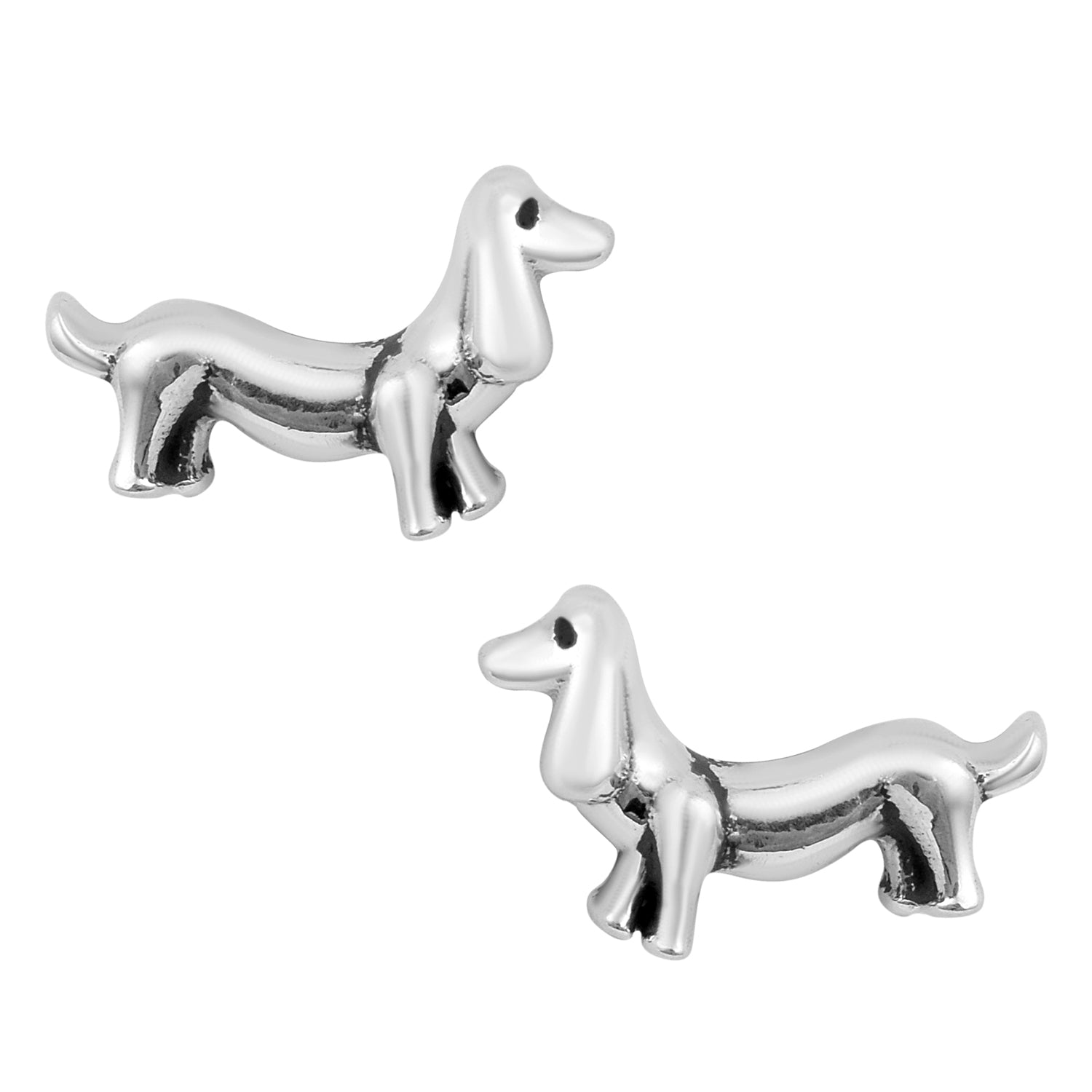 

Dachshund Dog Stud Earrings - Sterling Silver білий