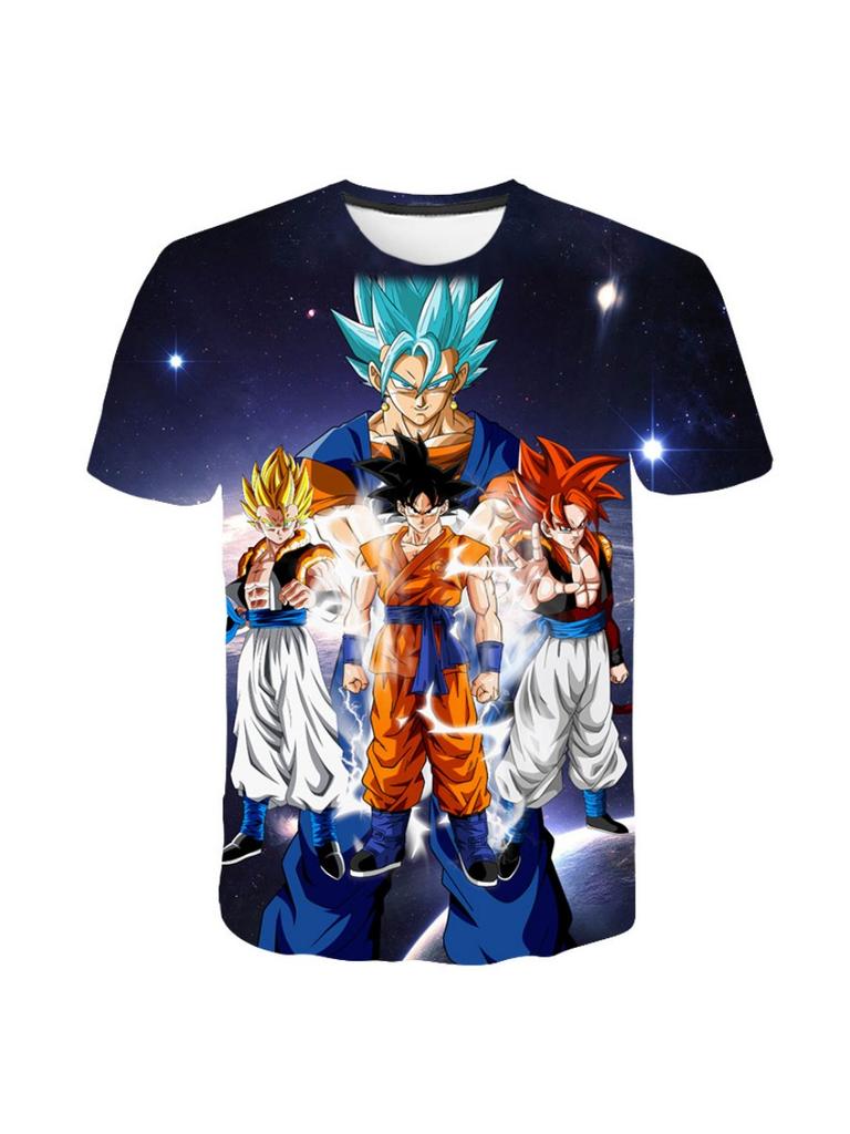 Summer 3D Print T-shirt Anime Character Son Goku Super Saiyan T-shirt Boy Children's Clothes T-shirt