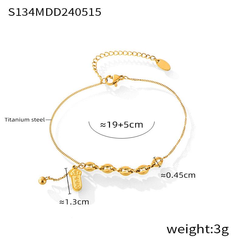 Women's Trendy Titanium Steel Square Anklet with Non-Fading Sign Pendant