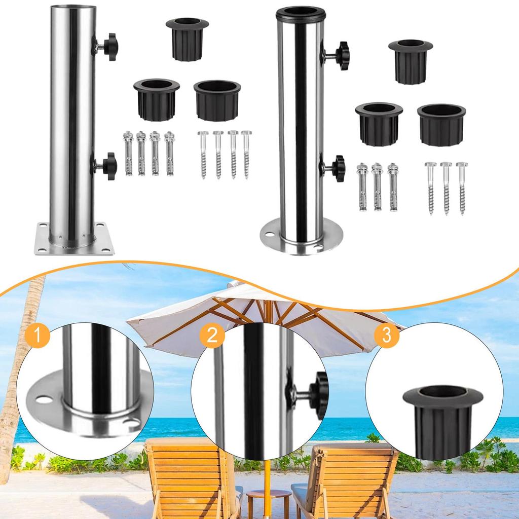 Patio Umbrella Stand Base Pole Holder Easy to Install Deck Umbrella Mount Holder Bracket for Outside Lawn Balcony Yard Garden