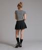 LIKE THE MOST Striped Square Neck Half T-Shirt_Black