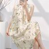 Cotton and silk sleeveless nightdress women's summer thin floral new super good-looking dress medium and long small fresh loungewear