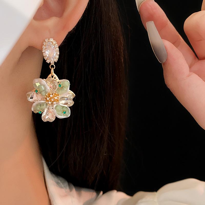 GemChic Women's New Exquisite Colorful Flowers Set Rhinestone Earrings Girl's Fashion Stud Earrings Birthday Christmas Jewelry Gift