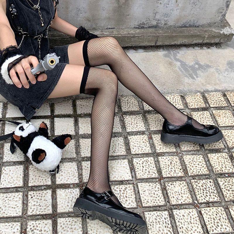 Summer Thin Jk Black Silk Sexy Fishnet Socks Internet Celebrity Popular Long Knee Socks Half Socks Thigh Socks Children