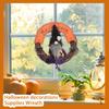 Halloween Dekokranz mit Hexenfigur und festlichem Girlande Handgemacht 20x20cm Saisonales Türhängeornament für Halloween