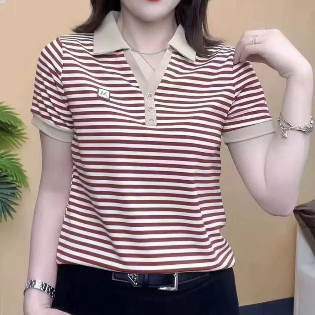 Mom's Short-sleeved T-shirt In Summer New Casual Top Middle-aged Women's Fashionable Age-reducing Slimming Base Shirt for Women