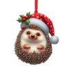 2D Christmas Squirrel Pendant Hedgehog Cat Pattern Decorative Acrylic Flat Ornaments Cartoon Animal Car Hanging