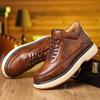 Fashion Big Size Fashion Casual Cow Leather Ankle Boots for Men Autumn Winter Brown Platform Shoes Male New Designer Boots Men