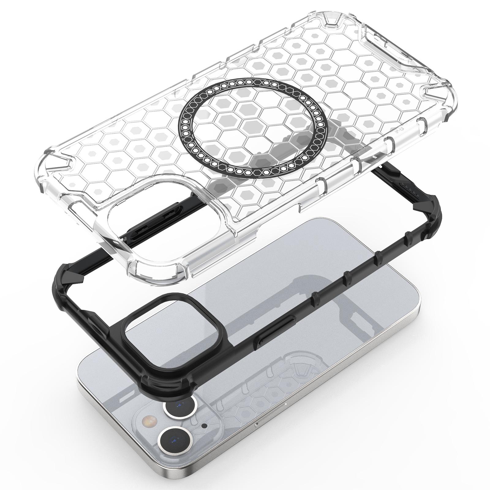 

For iPhone 13 Case Compatible with MagSafe TPU+PC Honeycomb Phone Cover Grey