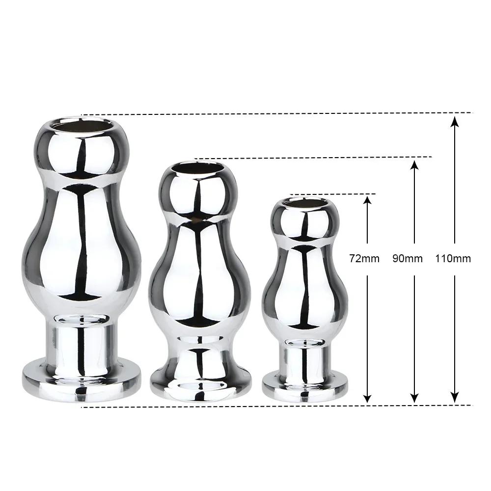 Anal Sex Toys Sex Toys For Woman Men Gay Anal Dilator Metal Butt Plug Douche Enema Syringe Hollow Anal Plug G-spot Stimulator