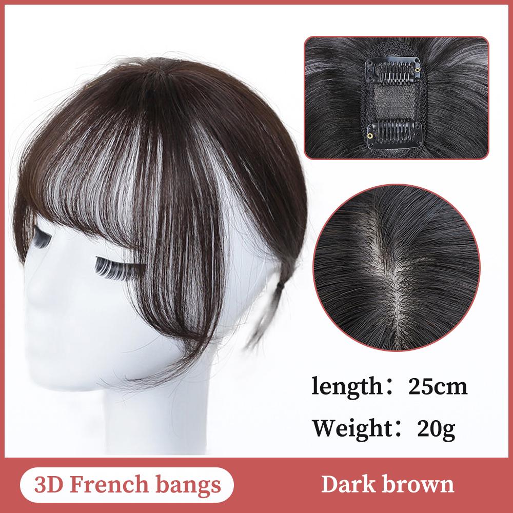 3D Air Bangs Wig Female Seamless High Temperature Hairpiece Head Top Replacement Cover White Hair Fake Bangs