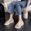 Fashion 2025 Summer Fashion Punk Style Rivet Design Word Slippers New Women's Leisure Wedge Multi-color Plus Size Beach Slippers