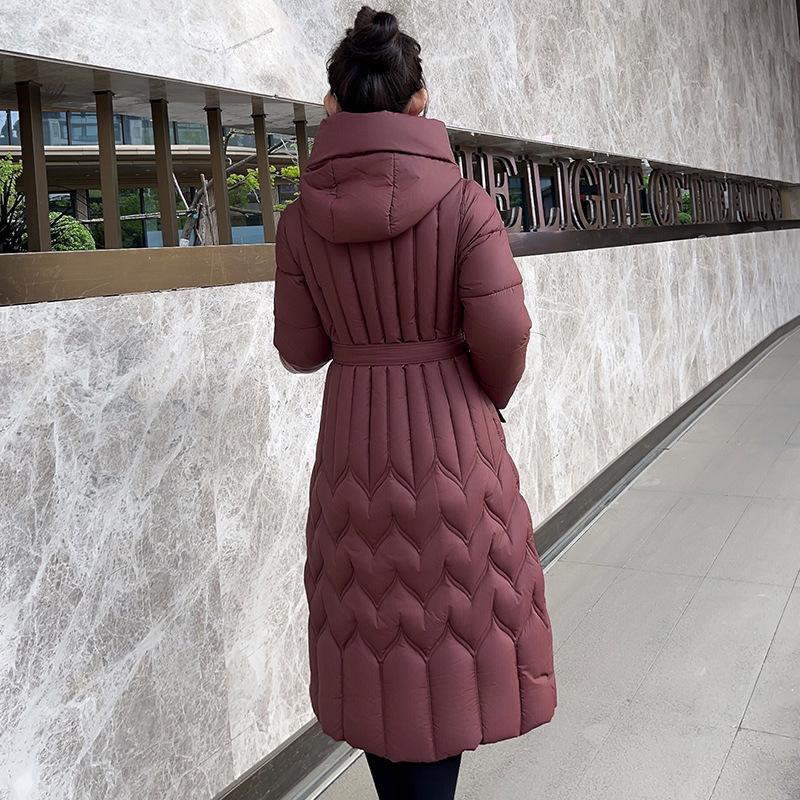 Women's new hooded windproof lightweight thickened fluffy warm cold long section of high-quality fabric casual sports jacket cotton clothing