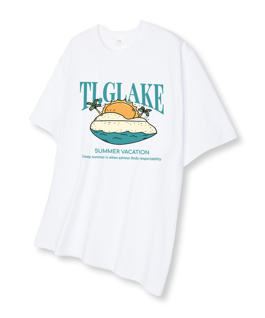 TI.GLAKE Sun Beach Oversized Short Sleeve T-Shirt White