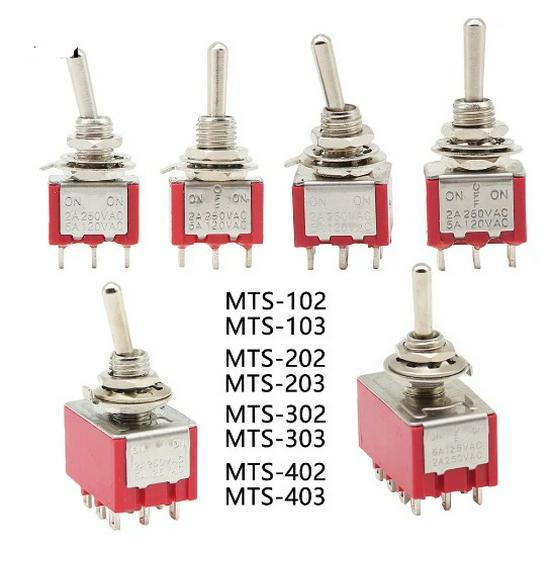 MTS-102 Momentary Self-Reset Toggle Rocker Switch, 6MM Three-Pin, Two-Position
