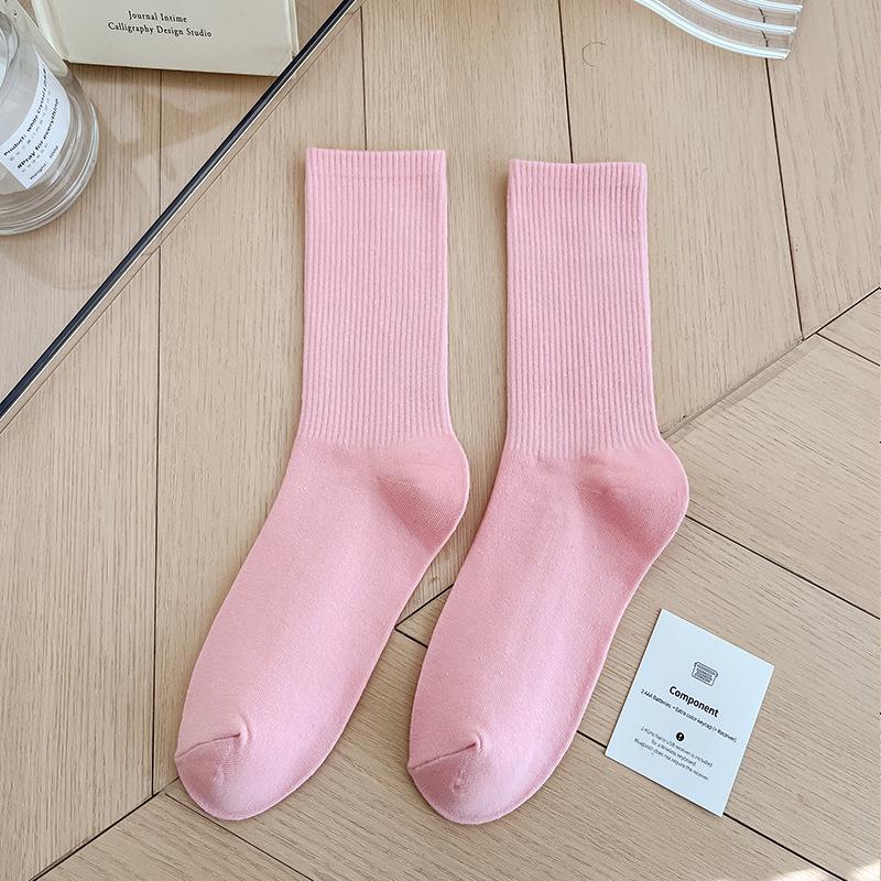Bunte Damen Baumwoll Kniehohe Tanzsocken: Macaron Bonbonfarbe, Wadenlang, Japanischer Stil